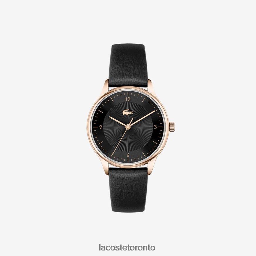 Accessories Lacoste Club 3 Hands Watch - Black With Leather Strap Black Women Z60BPR2924