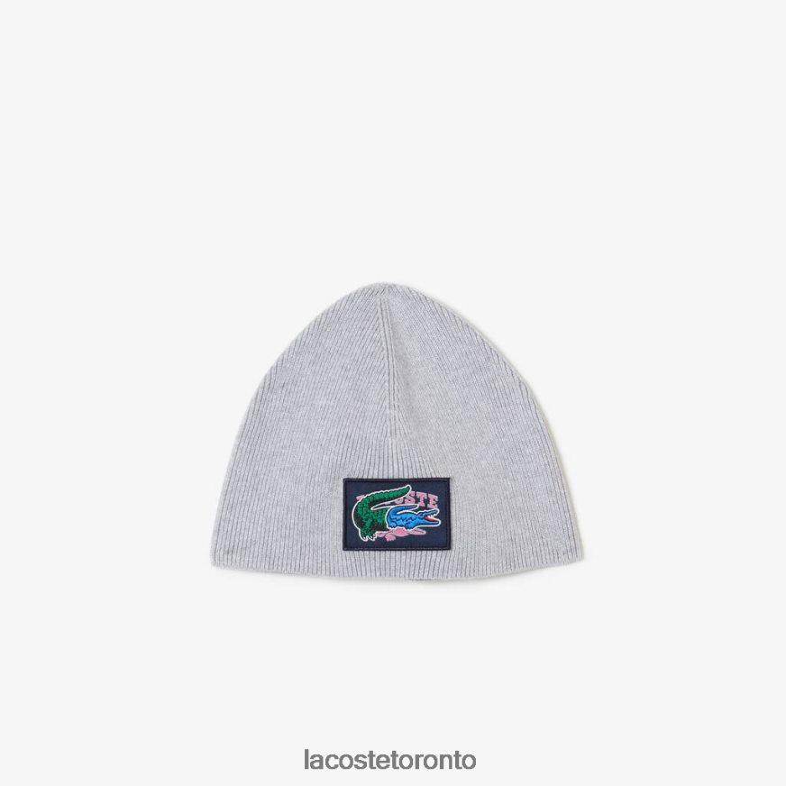 Accessories Lacoste Comic Effect Badge Beanie Grey Chine Kids Z60BPR3278