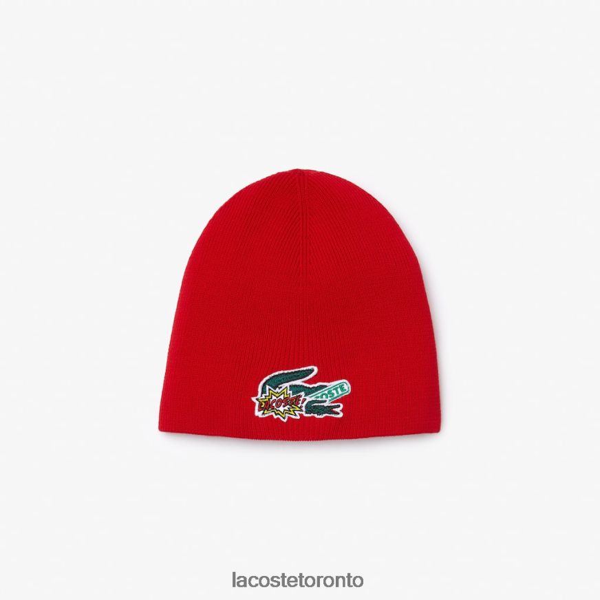 Accessories Lacoste Comic Effect Badge Beanie Red Kids Z60BPR3277