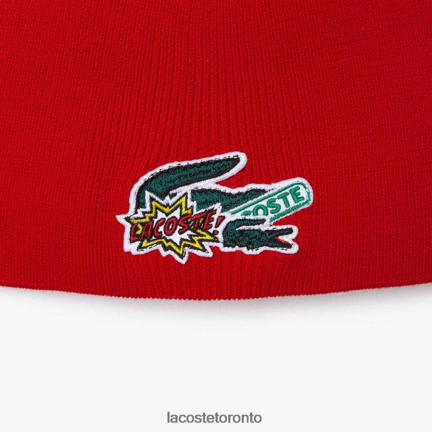 Accessories Lacoste Comic Effect Badge Beanie Red Kids Z60BPR3277