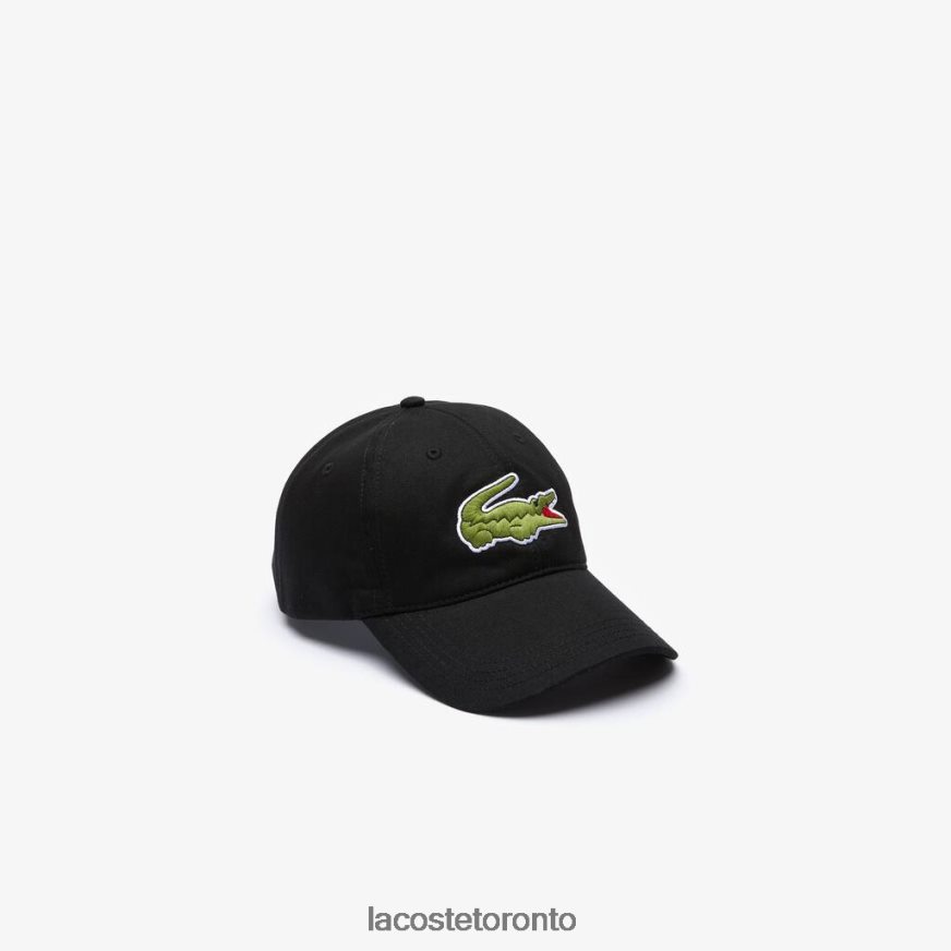 Accessories Lacoste Contrast Strap And Oversized Crocodile Cotton Cap Black Unisex Z60BPR2231