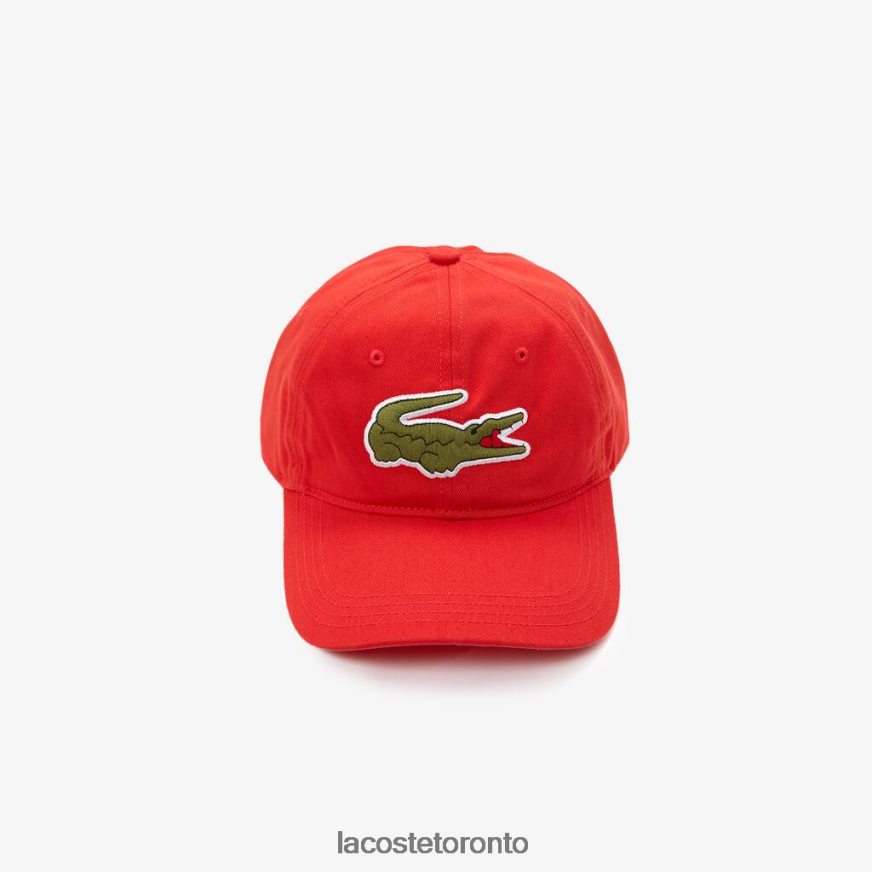 Accessories Lacoste Contrast Strap And Oversized Crocodile Cotton Cap Red Unisex Z60BPR2252