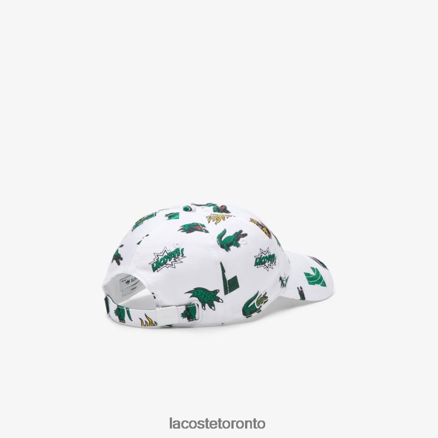 Accessories Lacoste Crocodile Print Cap White Unisex Z60BPR2250