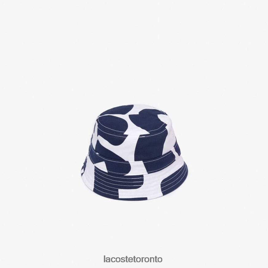 Accessories Lacoste Heritage Reversible Print Or Solid Cotton Bucket Hat Navy Blue/White Unisex Z60BPR2342