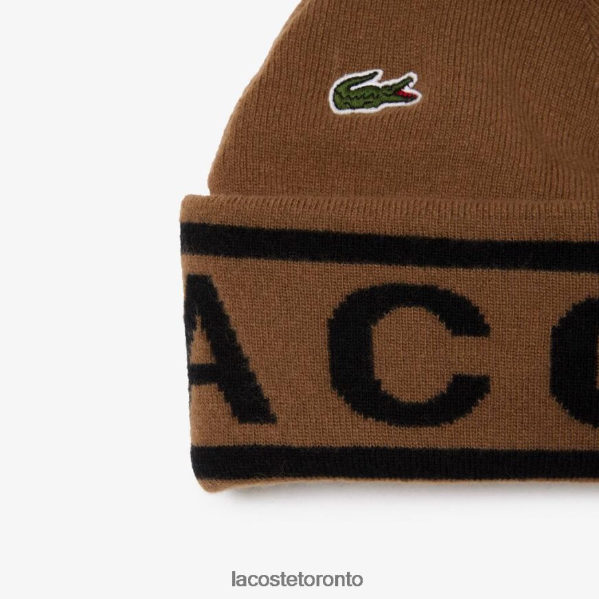 Accessories Lacoste Jacquard Knit Beanie And Scarf Gift Set Brown/Black Unisex Z60BPR2297