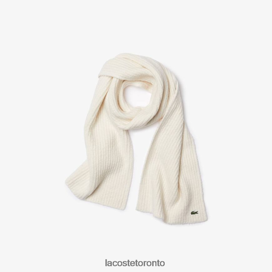 Accessories Lacoste Large Ribbed Wool Scarf White Unisex Z60BPR2911