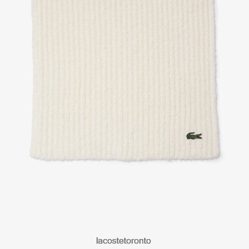 Accessories Lacoste Large Ribbed Wool Scarf White Unisex Z60BPR2911