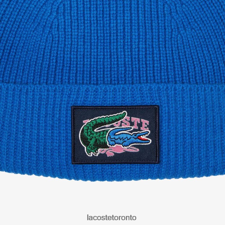 Accessories Lacoste Ribbed Wool Beanie And Scarf Gift Set Blue Unisex Z60BPR1689