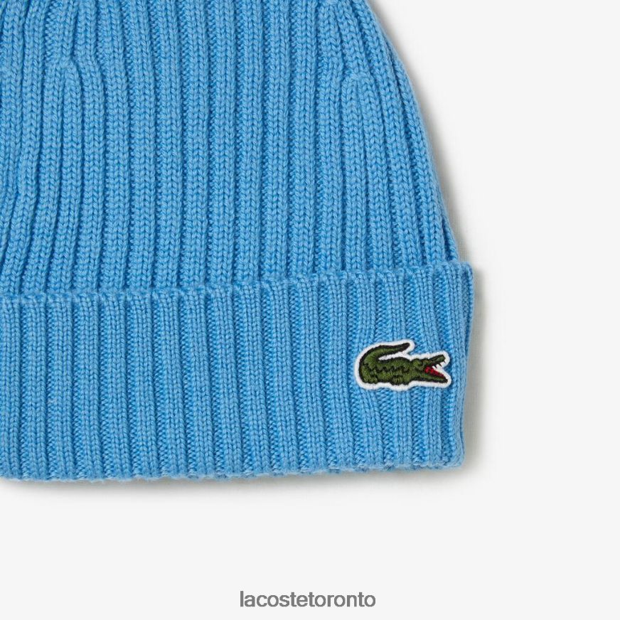 Accessories Lacoste Ribbed Wool Beanie Blue Unisex Z60BPR2272