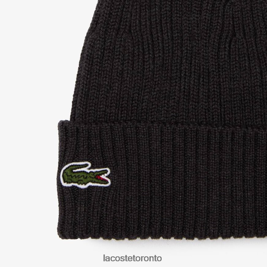 Accessories Lacoste Ribbed Wool Beanie Grey Unisex Z60BPR2230