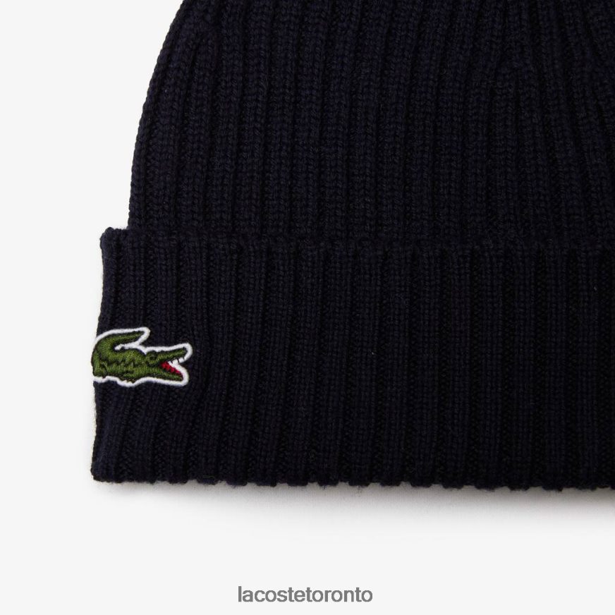 Accessories Lacoste Ribbed Wool Beanie Navy Blue Unisex Z60BPR2228