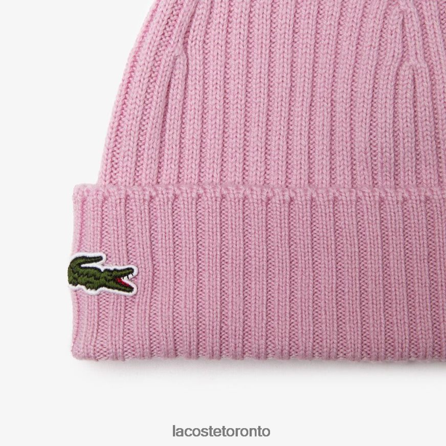 Accessories Lacoste Ribbed Wool Beanie Pink Unisex Z60BPR2276