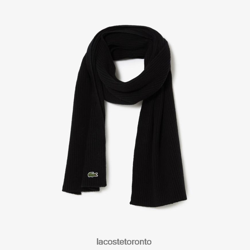 Accessories Lacoste Ribbed Wool Scarf Black Unisex Z60BPR2283