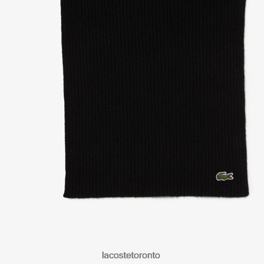 Accessories Lacoste Ribbed Wool Scarf Black Unisex Z60BPR2283