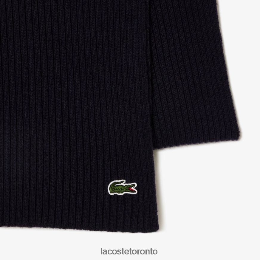 Accessories Lacoste Ribbed Wool Scarf Navy Blue Unisex Z60BPR2284