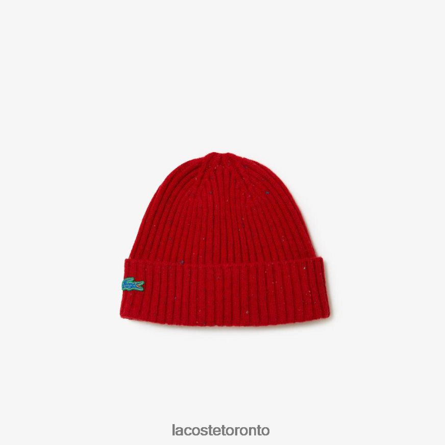 Accessories Lacoste Speckled Wool Beanie Red Unisex Z60BPR2305