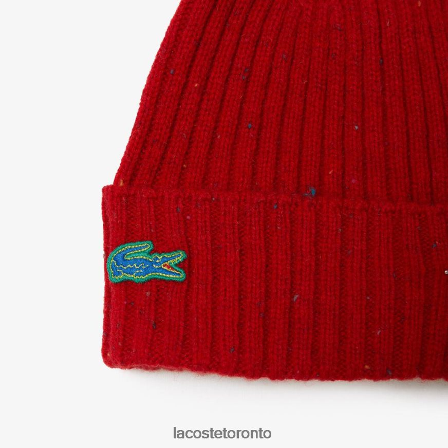 Accessories Lacoste Speckled Wool Beanie Red Unisex Z60BPR2305