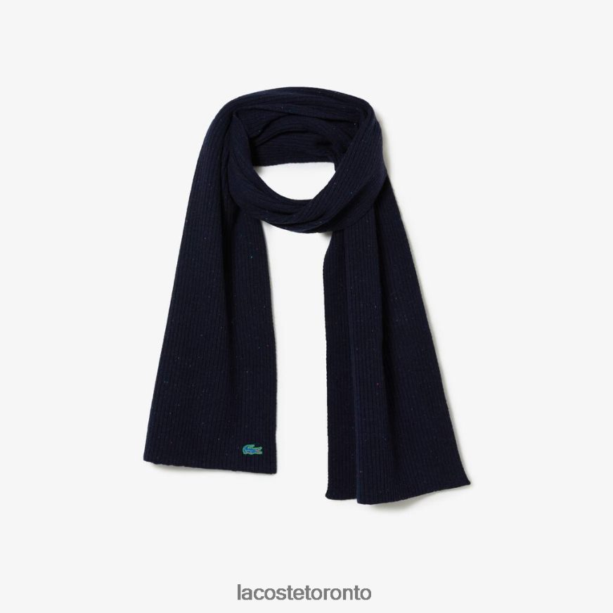 Accessories Lacoste Speckled Wool Scarf Navy Blue Unisex Z60BPR2302