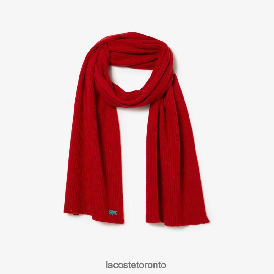 Accessories Lacoste Speckled Wool Scarf Red Unisex Z60BPR2303