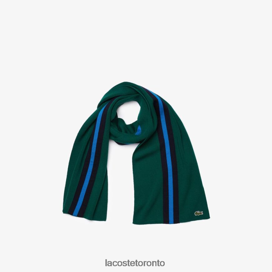 Accessories Lacoste Sports Striped Wool Scarf Green/Navy Blue/Blue Men Z60BPR2299