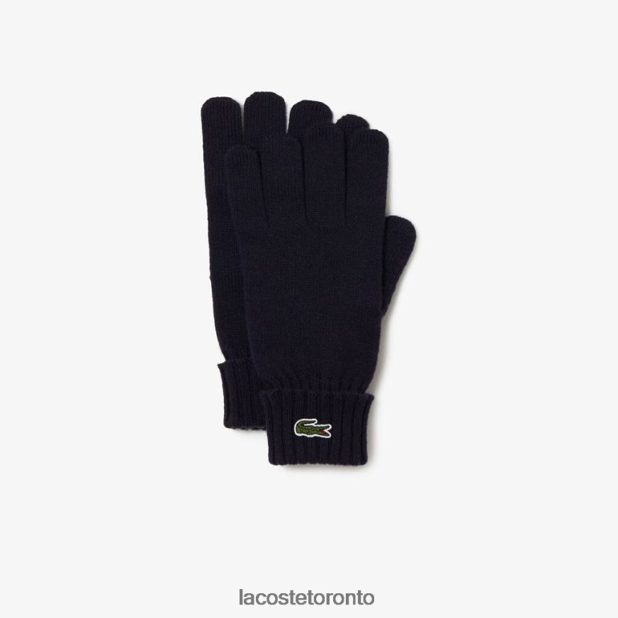 Accessories Lacoste Wool Jersey Gloves Navy Blue Unisex Z60BPR2335