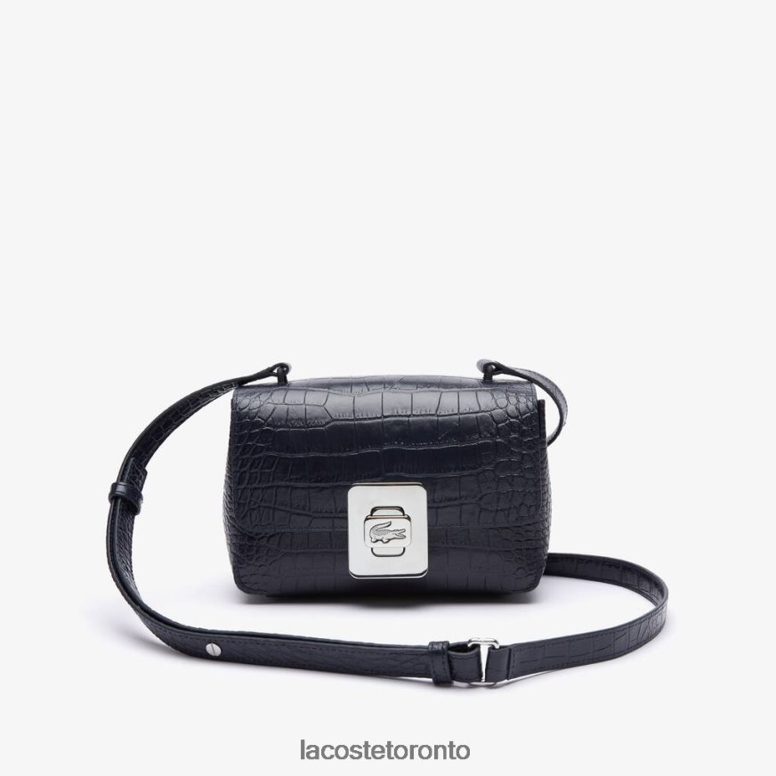 Bags  Leather Goods Lacoste Amelia Metal Clasp Embossed Leather Handbag Dark Sapphire Women Z60BPR2832