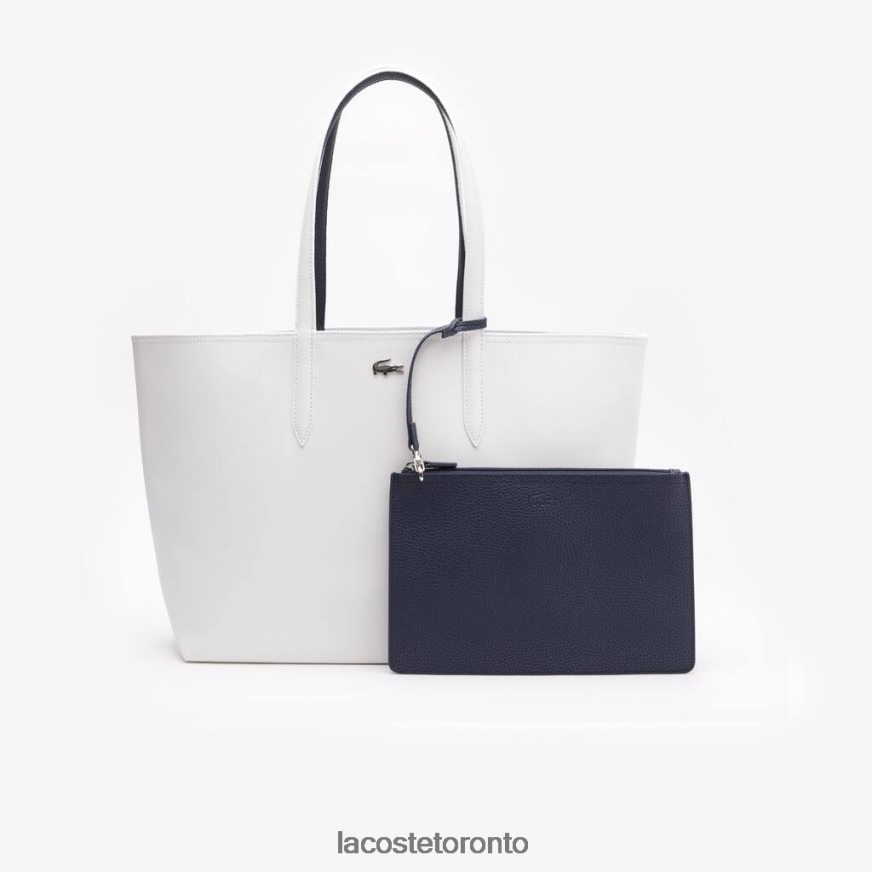 Bags  Leather Goods Lacoste Anna Reversible Bicolor Tote Bag Farine Bleu Nuit Women Z60BPR2776