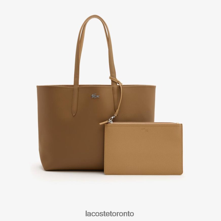 Bags  Leather Goods Lacoste Anna Reversible Bicolor Tote Bag Leafy Viennois Women Z60BPR2778