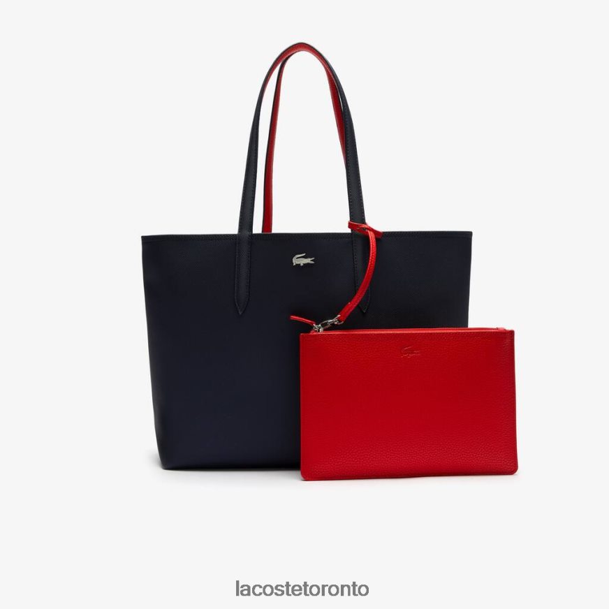 Bags  Leather Goods Lacoste Anna Reversible Bicolor Tote Bag Marine 166 Rouge 240 Women Z60BPR2828