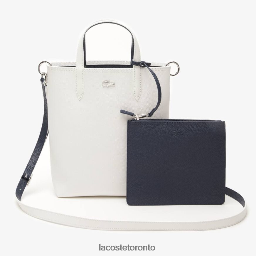 Bags  Leather Goods Lacoste Anna Reversible Coated Canvas Tote Bag Farine Bleu Nuit Women Z60BPR2780