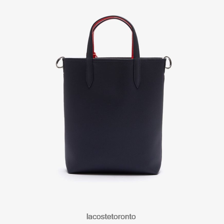 Bags  Leather Goods Lacoste Anna Reversible Coated Canvas Tote Bag Marine 166 Rouge 240 Women Z60BPR2818