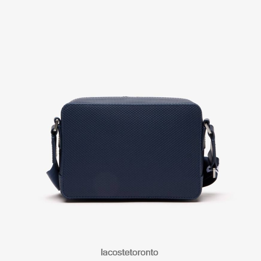 Bags  Leather Goods Lacoste Chantaco Logo Strap Bag Bleu Nuit Blanc Unisex Z60BPR1955