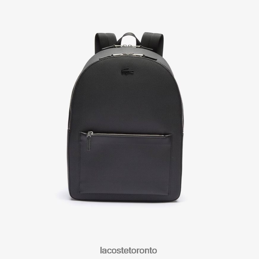 Bags  Leather Goods Lacoste Chantaco Matte Stitched Leather Backpack Black Men Z60BPR2022