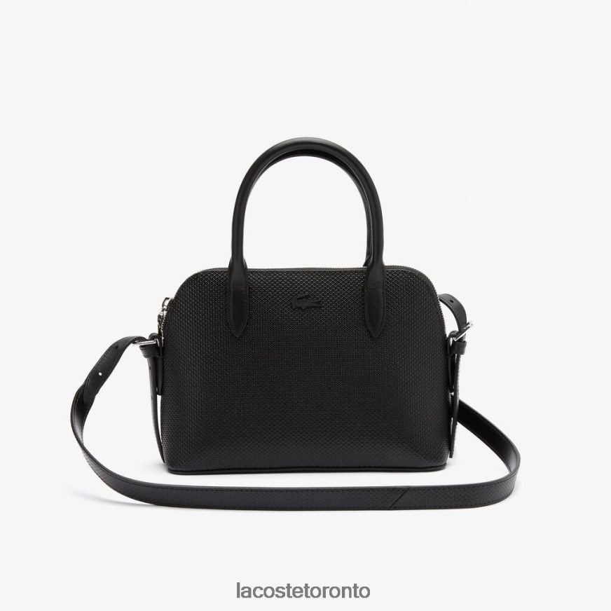 Bags  Leather Goods Lacoste Chantaco Pique Leather Top Handle Bag Black Women Z60BPR2831