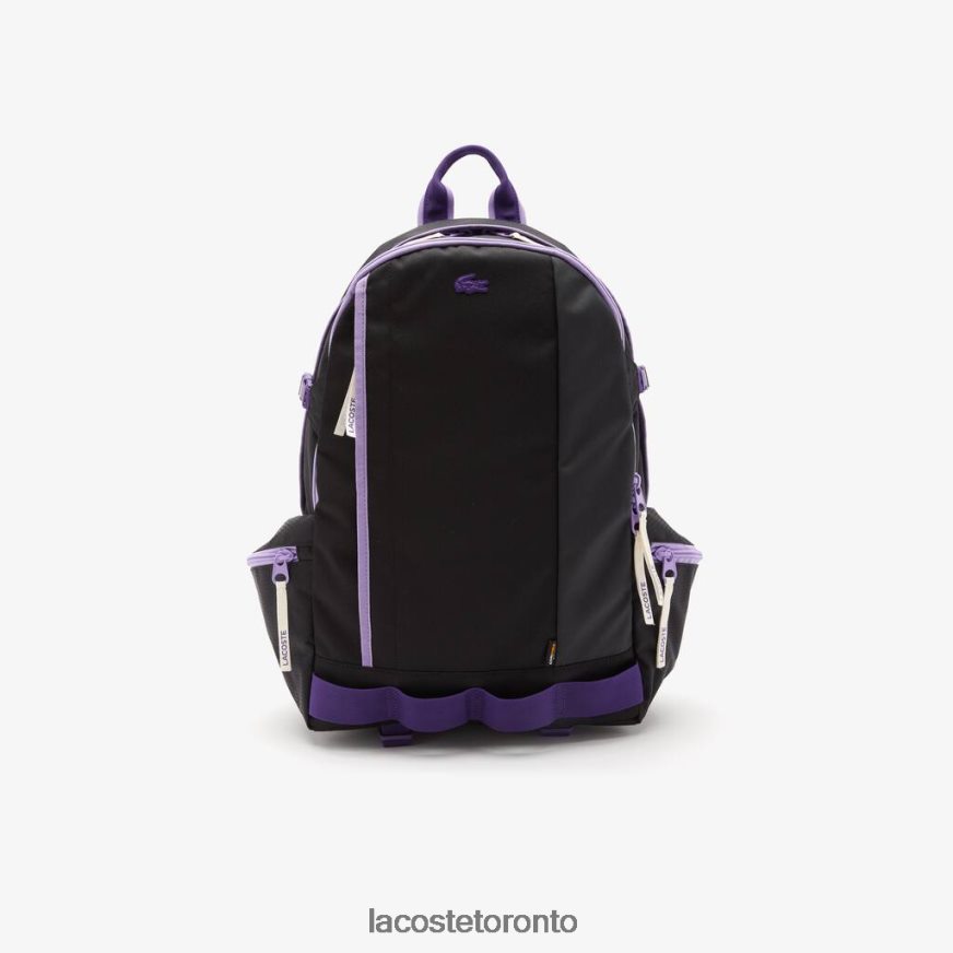 Bags  Leather Goods Lacoste Color-Block Zip Pocket Backpack Noir Samui Neva Farine Unisex Z60BPR2100