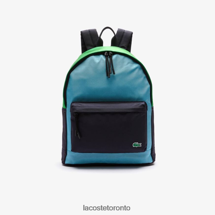 Bags  Leather Goods Lacoste Colorblock Canvas Backpack Abime Malachite Azur Men Z60BPR2069