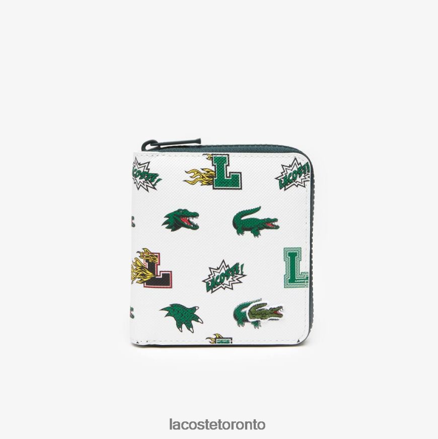 Bags  Leather Goods Lacoste Comic Print Small Zip Wallet Blanc Croc Allover Women Z60BPR2893