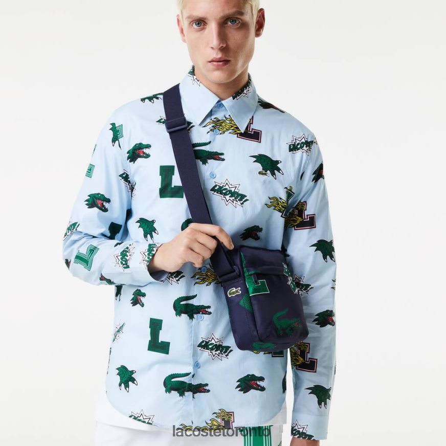 Bags  Leather Goods Lacoste Comic Print Vertical Camera Bag Marine 166 Croc Allover Men Z60BPR2092