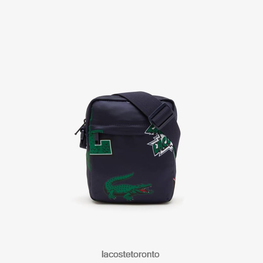 Bags  Leather Goods Lacoste Comic Print Vertical Camera Bag Marine 166 Croc Allover Men Z60BPR2092