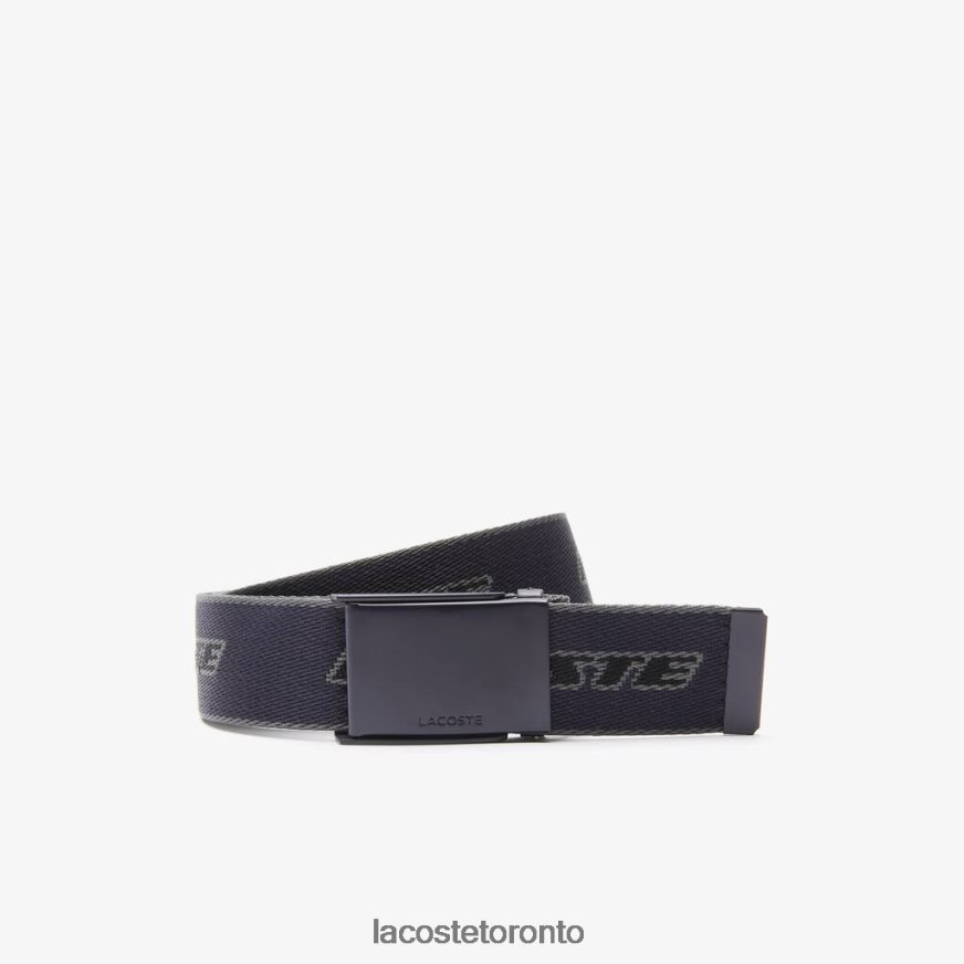 Bags  Leather Goods Lacoste Contrast Branded Canvas Belt Abimes Dark Shadow Noir Men Z60BPR2114