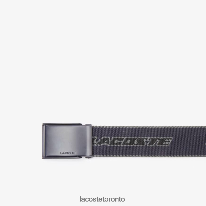 Bags  Leather Goods Lacoste Contrast Branded Canvas Belt Abimes Dark Shadow Noir Men Z60BPR2114