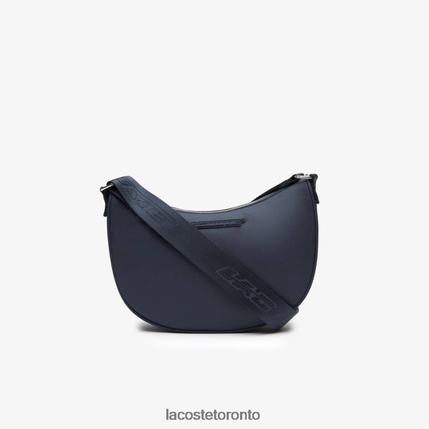 Bags  Leather Goods Lacoste Contrast Branding Halfmoon Bag Bleu Nuit Blanc Women Z60BPR2796