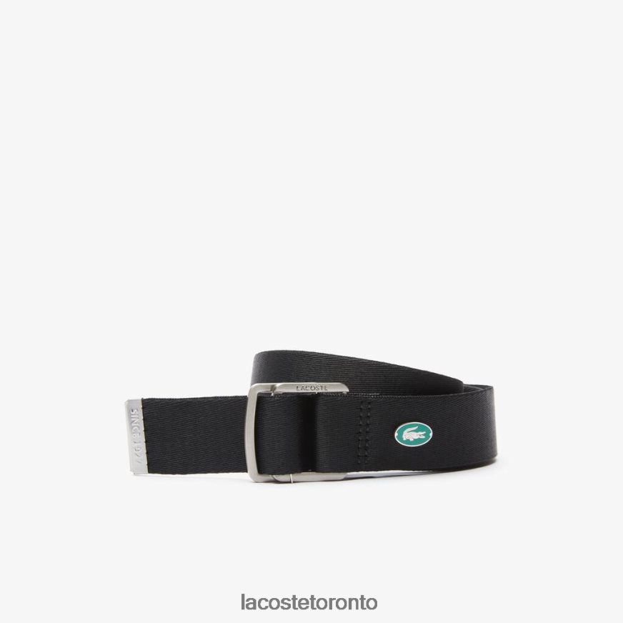 Bags  Leather Goods Lacoste Contrast Crocodile Canvas Belt Black Men Z60BPR2118