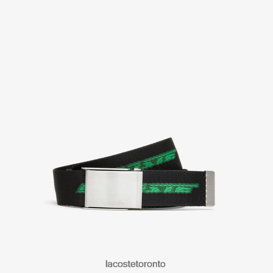 Bags  Leather Goods Lacoste Contrast Logo Print Belt Noir Estragon Vert 132 Men Z60BPR1958