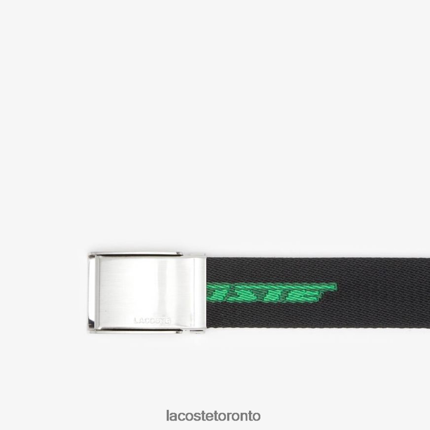 Bags  Leather Goods Lacoste Contrast Logo Print Belt Noir Estragon Vert 132 Men Z60BPR1958