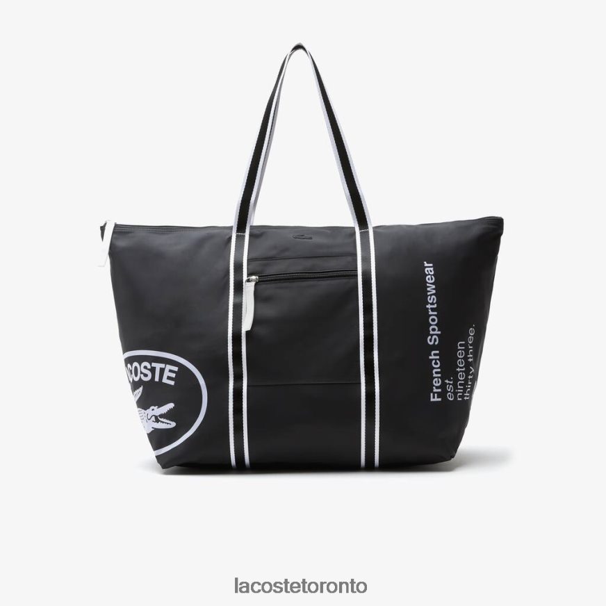 Bags  Leather Goods Lacoste Contrast Print Collapsible Weekend Bag Noir Blanc Unisex Z60BPR2839