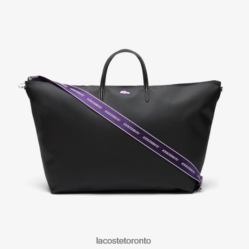 Bags  Leather Goods Lacoste Contrast Shoulder Strap Weekend Bag Noir Samui Women Z60BPR2823