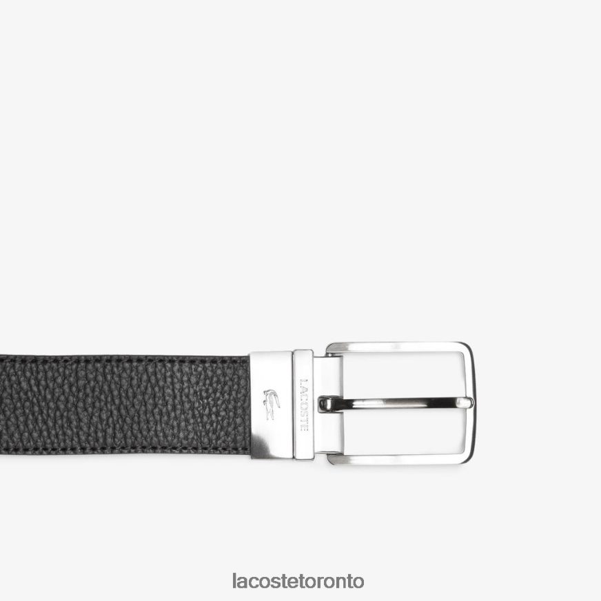 Bags  Leather Goods Lacoste Engraved Buckle Grained Leather Belt Black Men Z60BPR2097