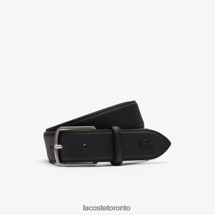 Bags  Leather Goods Lacoste Engraved Buckle Pique Canvas Belt Black Men Z60BPR2087