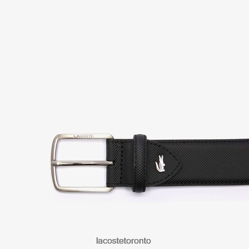 Bags  Leather Goods Lacoste Engraved Buckle Pique Canvas Belt Black Men Z60BPR2087